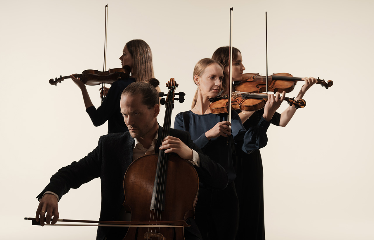 Dudok Quartet Amsterdam against an off-white background