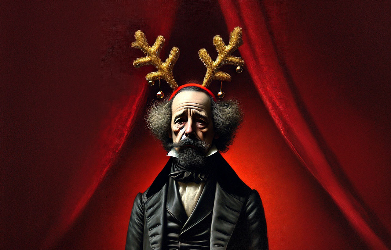 Charles Dickens Begrudgingly Performs 'A Christmas Carol' Again -- Poster Image of Sad Dickens